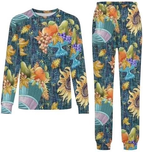 Thermal Underwear for Kids Pumpkins Flower Unisex Base Layer Set