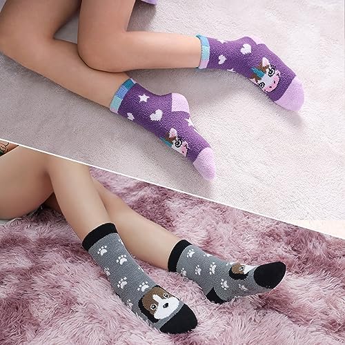 LINEMIN Kids Fuzzy Socks with Grips
