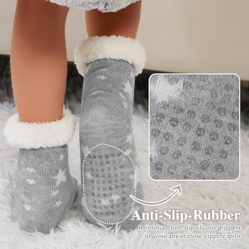 KFUBUO Kids Slipper Socks Non-Slip Warm Fuzzy Perfect Gift for Kids