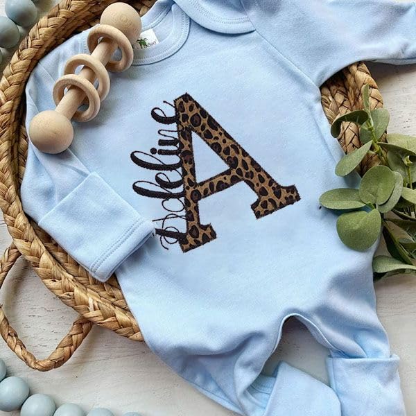 Personalized Leopard Romper Turban Set for Newborn