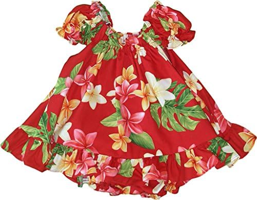 RJC Baby Girls Plumeria Sunshine Puff Sleeve Hawaiian Dress Set