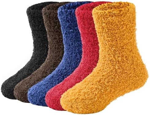 Durio Kids Fuzzy Socks 5 Pack for Warm Winter Comfort