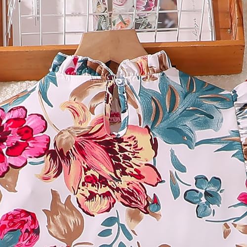 Toddler Girl Summer Suit with Printed Top and Pants Outfit