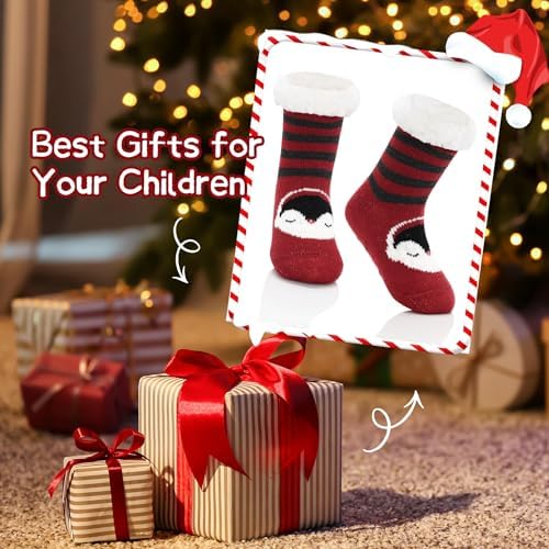 Zando Kids Cozy Slipper Socks with Grip for Boys and Girls