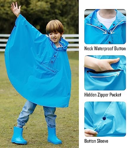 SaphiRose Lightweight rain poncho jacket for kids