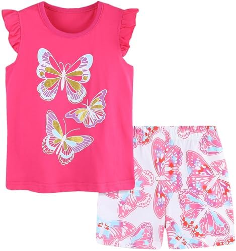Frogwill Little Girls 2-Piece Playwear Set with Bow and Applique