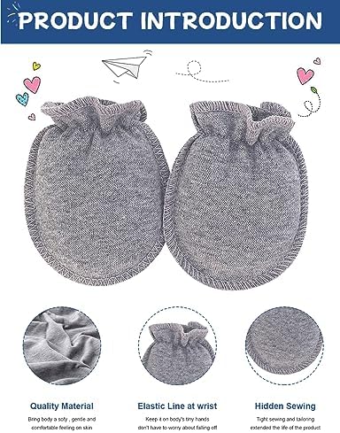 ZURLEFY Cute Baby mittens newborn no scratch gloves