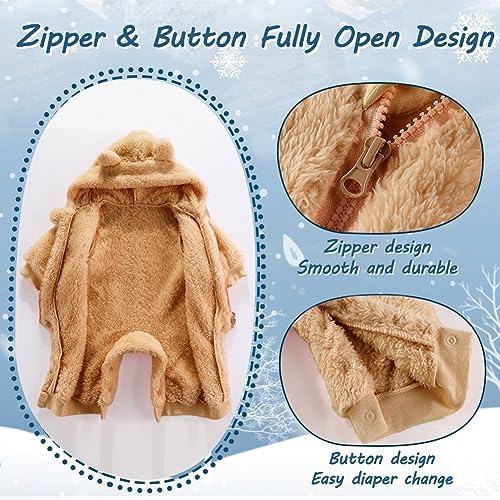 Newborn Baby Bear Fleece Jumpsuit Romper