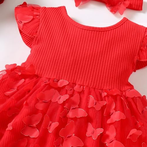 LYSMuch Butterfly Dress for Baby Girls Short Sleeve