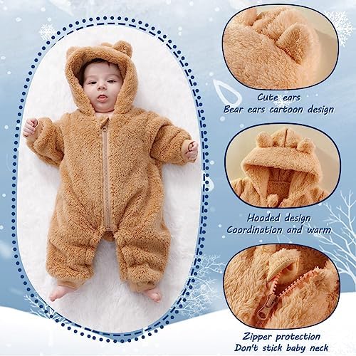 Newborn Baby Bear Fleece Jumpsuit Romper