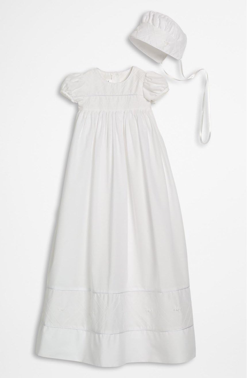 Elegant 34-inch Heirloom Christening Gown for Baby Girls