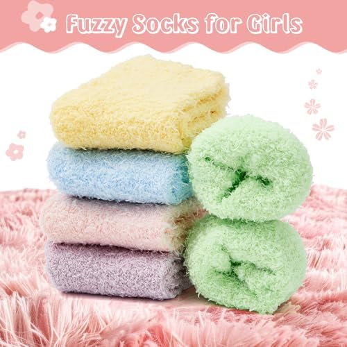 Durio Kids Fuzzy Socks 5 Pack for Warm Winter Comfort