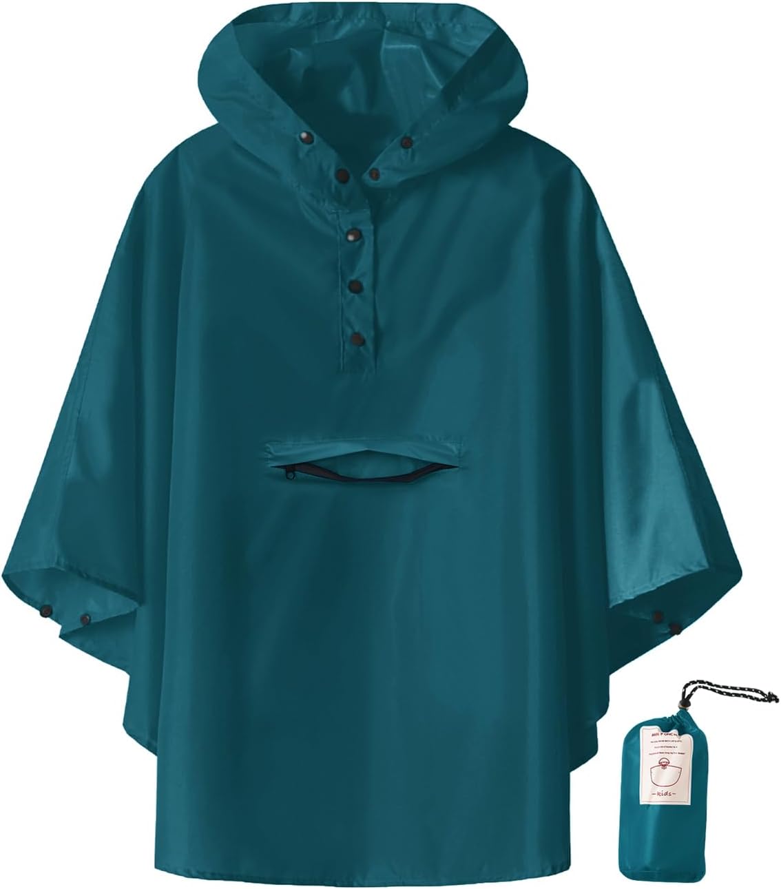 SaphiRose LightweightKids Rain Poncho Jacket - Waterproof and Easy to Wear