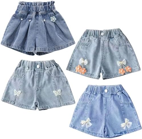 Cute Toddler Jeans for Girls Denim Elastic Shorts