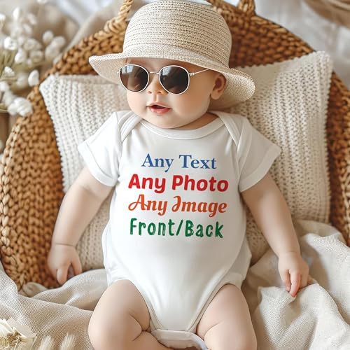 Voila Print Personalized Baby Bodysuit with Custom Text and Photo