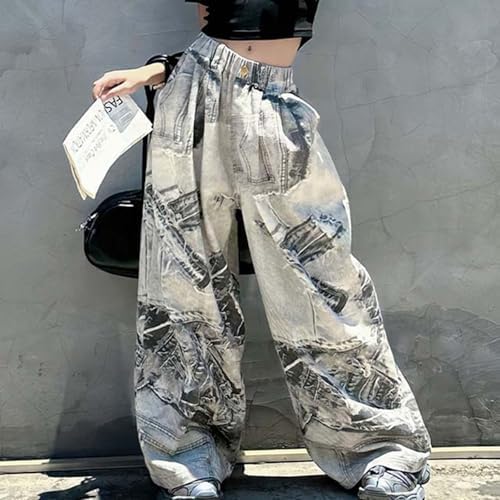 Big Girls Baggy Jeans with Heart Embroidery and Pockets