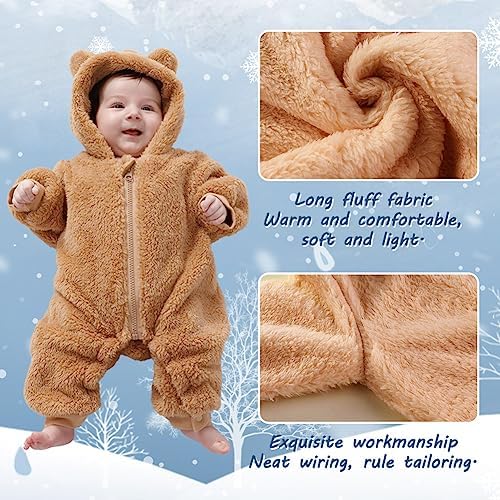 Newborn Baby Bear Fleece Jumpsuit Romper