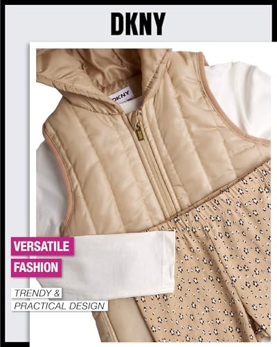 DKNY Girls Quilted Vest Puffer Flare Leggings Set