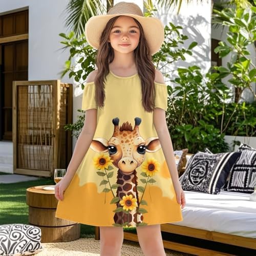 Xpyiqun Summer Dress for Girls - Off-Shoulder Swing Party Dish