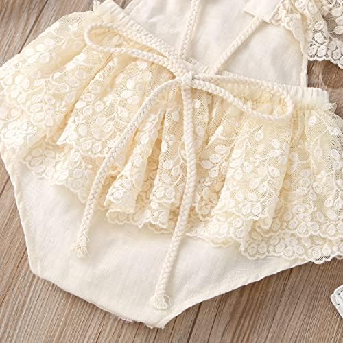 Adorable Baby Girl Lace Romper with Fluffy Headband Set