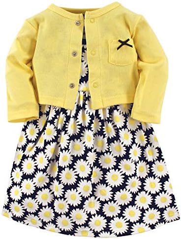 Hudson Baby Baby Girls Cotton Dress and Cardigan Set