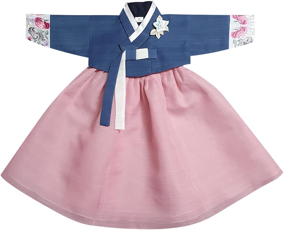OUJIN I Korean Baby Girl Hanbok Floral Embroidery Brooch Included