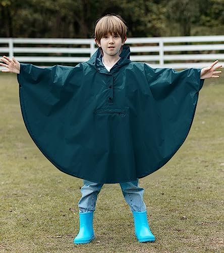 SaphiRose LightweightKids Rain Poncho Jacket - Waterproof and Easy to Wear