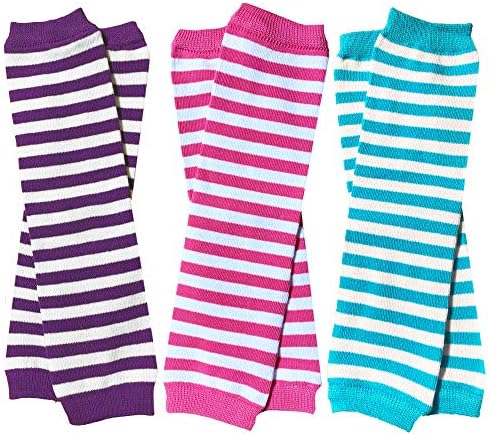 juDanzy Three Pairs of Unique Baby LegWarmers in Hot Pink Purple Turquoise