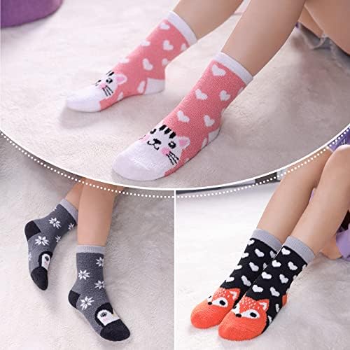 LINEMIN Kids Fuzzy Socks with Grips