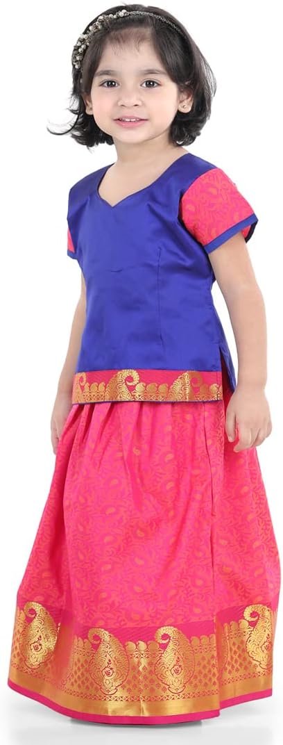 BownBee Traditional Silk Lehanga Choli for Baby Girls