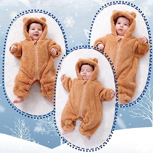 Newborn Baby Bear Fleece Jumpsuit Romper