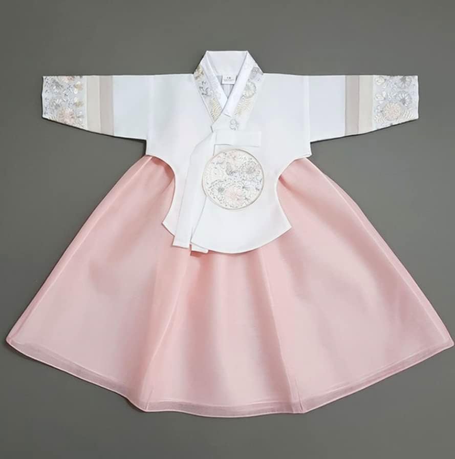 Striped Coral Dangui Hanbok for Kids