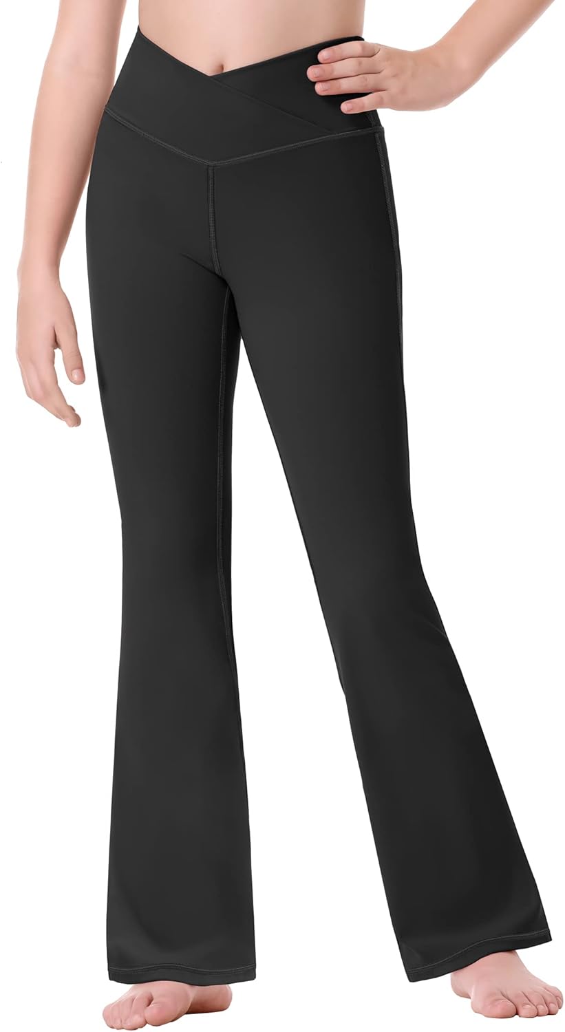 Ewedoos Girls x26 3D Flare Crossover Pockets Yoga Leggings
