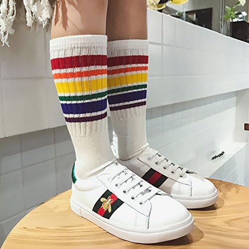 Unisex cotton childrens knee high socks Rainbow Stripe Ages 1-9