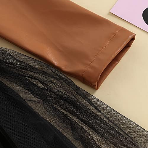 Toddler Girls Faux Leather Tulle Winter Outfit