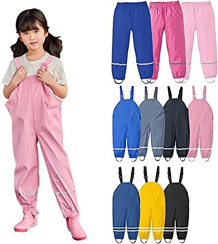 Waterproof Rain Bib Overalls for Kids Toddler Reflective