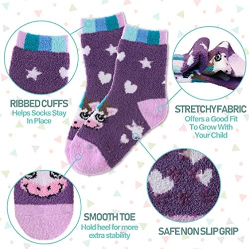 LINEMIN Kids Fuzzy Socks with Grips