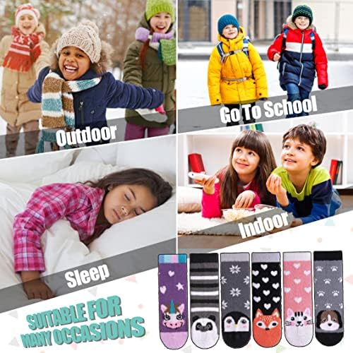 LINEMIN Kids Fuzzy Socks with Grips