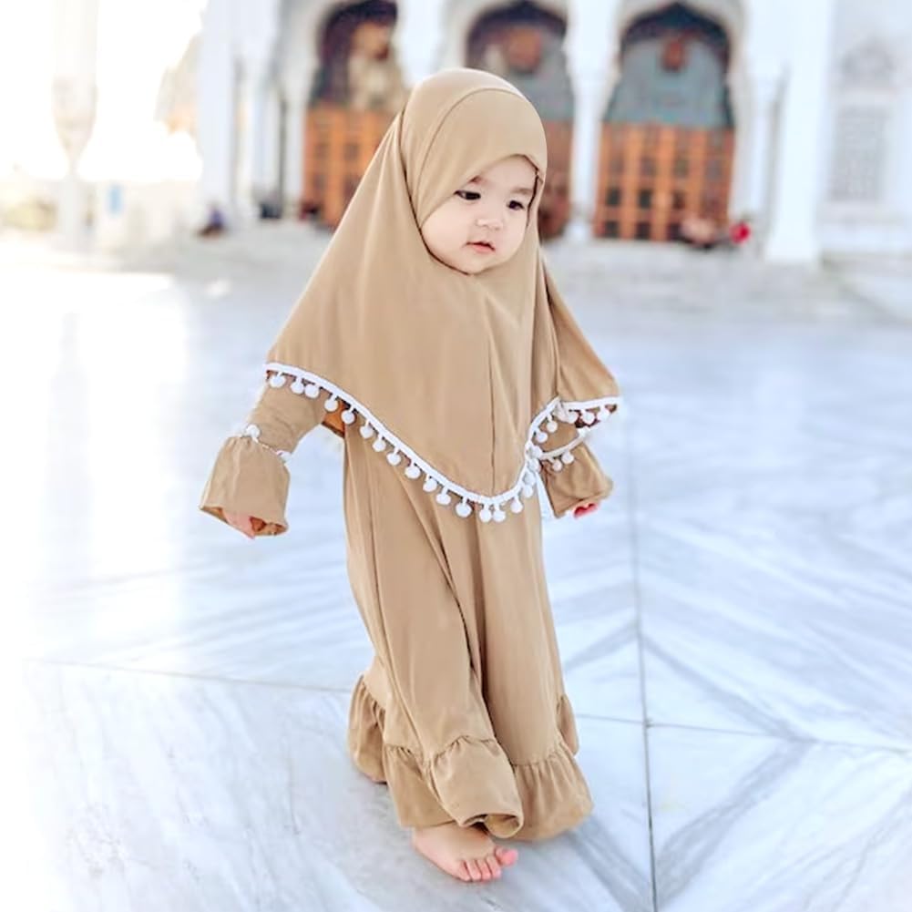 Newborn Islamia Dress Abaya Hijab for Baby Girls