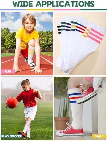 Breathffy 8 Pairs Kids Striped Tube Socks