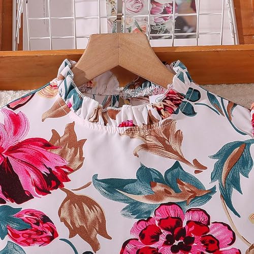 Toddler Girl Summer Suit with Printed Top and Pants Outfit