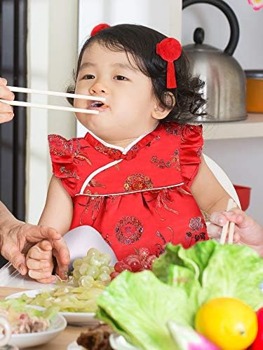 Geyoga Baby QipaoChinese New YearDress with TasselHair Clips Velvet Stockings