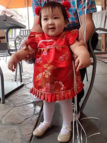 Geyoga Baby QipaoChinese New YearDress with TasselHair Clips Velvet Stockings