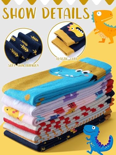 Fourluoo Dinosaur Socks for Kids 3-12 Years