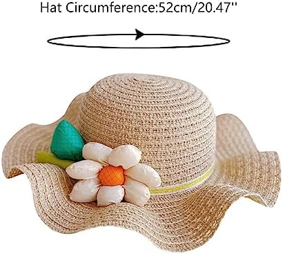 50 SPF Sun Protection - Floral Straw Bucket Hat for Baby Girls