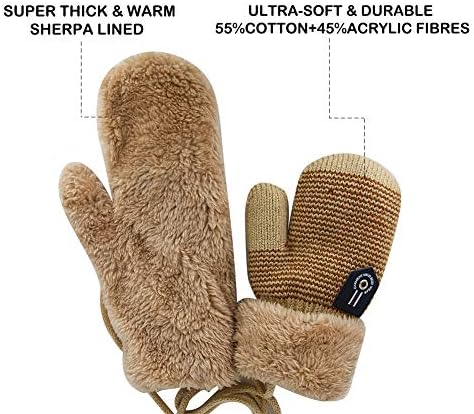 ORVINNER Winter Sherpa Lined Mittens for Babies