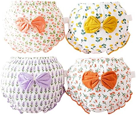4 Pack Cotton Underwear for Baby Girls Boys Ruffle Bloomers Shorts