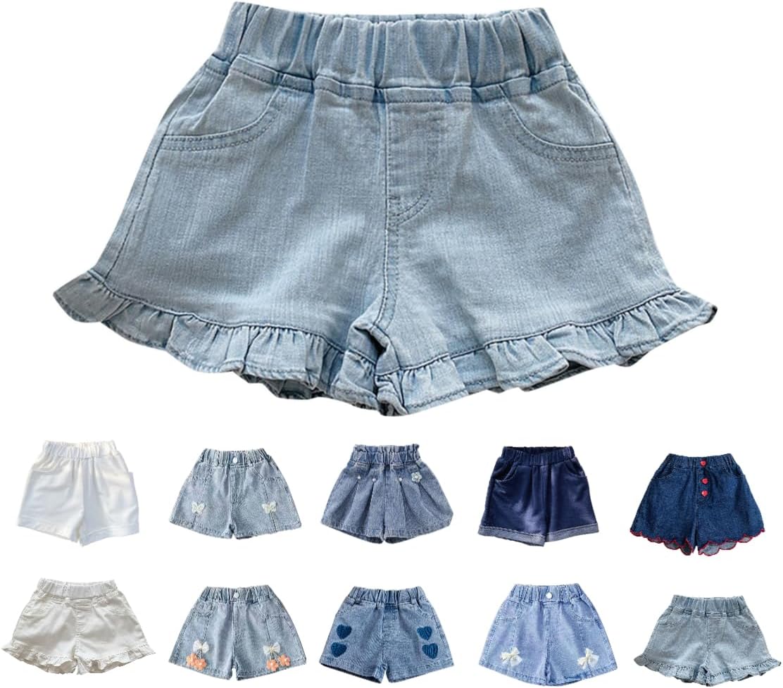 Cute Toddler Jeans for Girls Denim Elastic Shorts