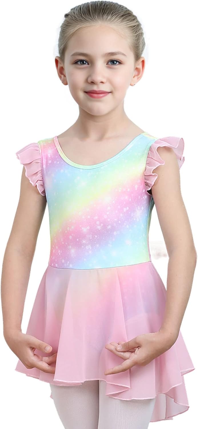 Classical Ruffle Sleeve Tutu Dress for Girls