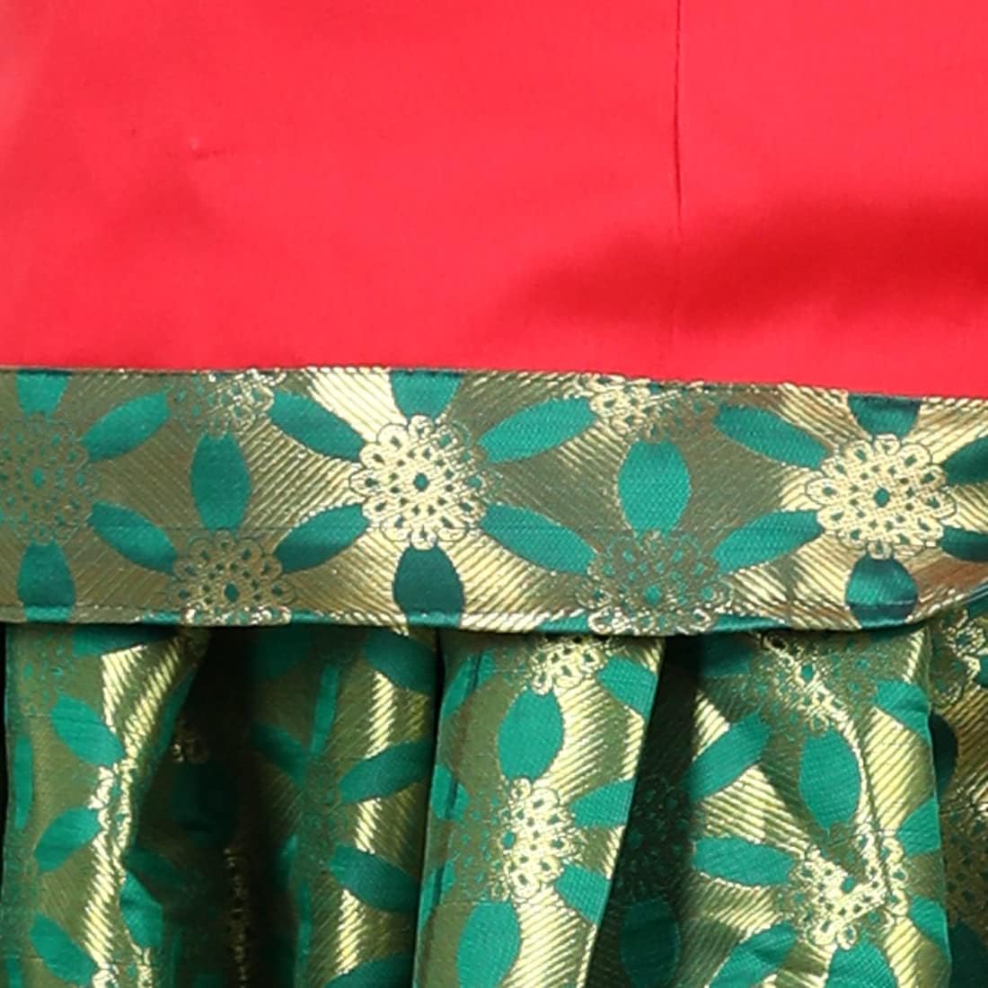 BownBee Baby Girls Pavda Pattu Lehenga Choli Half Sleeve Dress